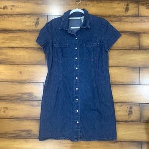 VINTAGE Denim Button Up Dress (Size L)